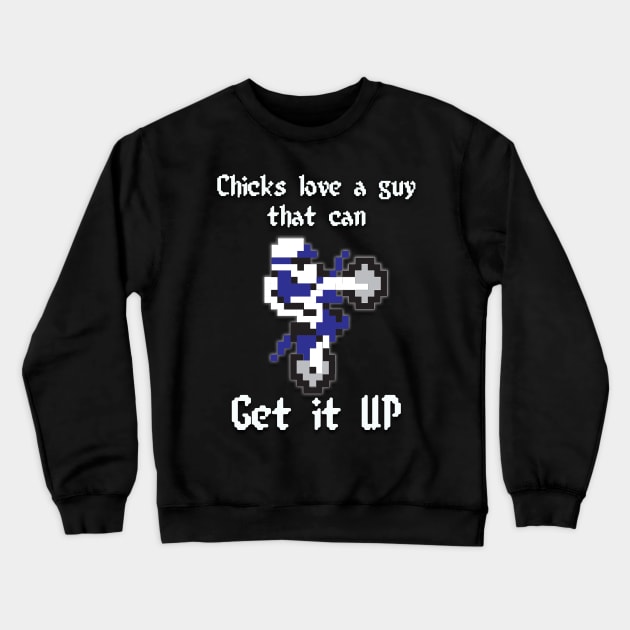 Get it up Excite Bike Blue Crewneck Sweatshirt by Destro